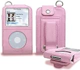 (Pink) Apple Ipod 30Gb/60Gb Video Leather Case - Forza Series + Home/Travel Charger + 12V Car Charger - By PCMicroStore