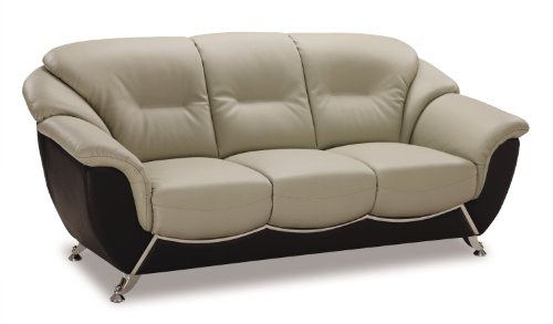 Global Furniture Evan Collection Bonded Leather Matching Sofa, 6018, Gray and Black