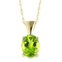 9mm Oval-Cut Peridot on 14K Yellow Gold Necklace