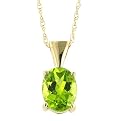 9mm Oval-Cut Peridot on 14K Yellow Gold Necklace