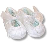 Christening Shoes With Small Rosettes And Ribbon Ties ~ Baby Deer 2200