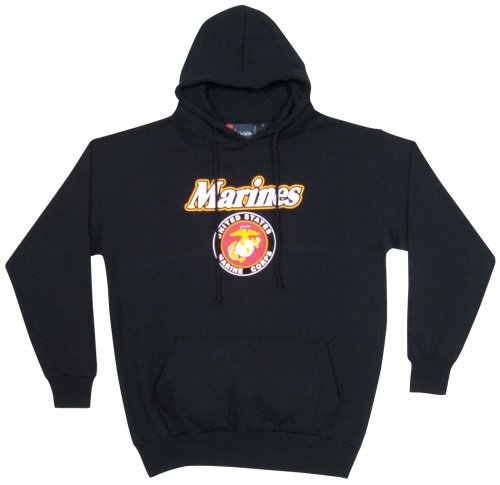 MARINES - Black Hoodie Pullover Sweatshirt