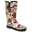 Womens Skull & Roses Ladies Wellies Festival Wellington Rain Boots