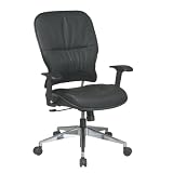 Leather Managers Chair with Chrome Finish Metal Base and Height Adjustable Arms