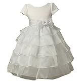 New Multiple Tiered Organza Flower Girl Dress ( White Ivory Pink) 2 to 12 Girls