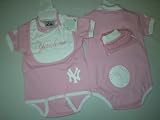 New York Yankees Baby Pink Onesie, Bib, and Booties