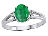 0.96 cts Genuine Emerald and Diamond Ring - 14kt White or Yellow Gold FREE GIFT BAG!