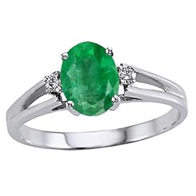 0.96 cts Genuine Emerald and Diamond Ring - 14kt White or Yellow Gold FREE GIFT BAG! by 