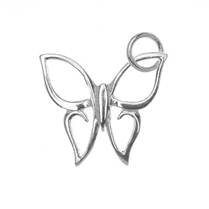 Sterling Silver Charm Elegant Open Butterfly 18mm X 16.5mm (1)