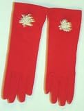 G56, Red Wool Jersey Gloves with One Pearlized Applique for Women and Teens