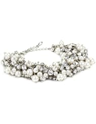 Nina Peony Ivory Glass Pearl and Crystal Bracelet