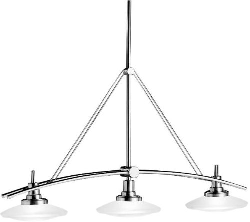 Kichler Lighting 2955NI Structures 3-Light Halogen Linear Chandelier/Island Light, Brushed Nickel with Satin-Etched Glass
