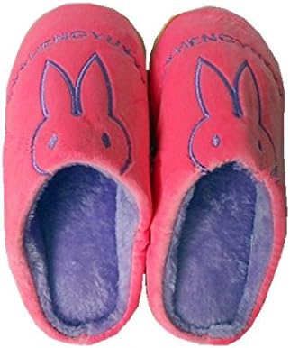 FireBeast soft plush slippers winter cute plush home slippers home floor warm series cotton slippers (Pink Rabbit)