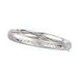 14K White Gold Engraved Bangle Bracelet - 7 inches