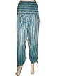 Hippie Teal Blue Cotton Harem Baggy Smock Waist Capri Pant 38" Long