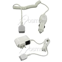 2-Piece Value Combo Pack Of Brand New Home Wall Travel Plug in Ac Charger + Vehicle Cigarette Lighter Power Car Charger with IC Chip For Creative Zen Vision:M MP3 Player by Fosmon