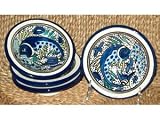 Le Souk Ceramique AF-40 Aqua Fish Round Sauce Dishes Set of 4