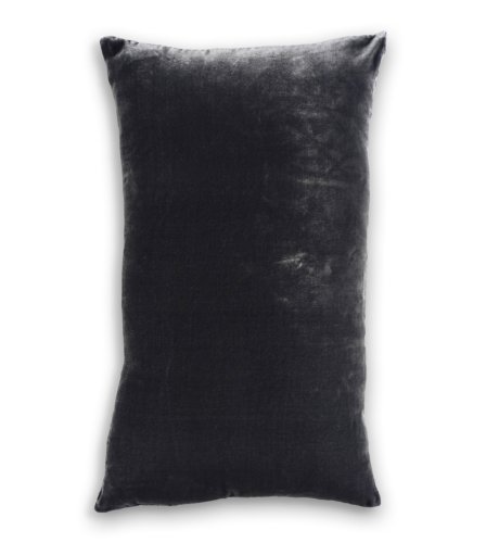 Autograph Charcoal Velvet Cushion with Silk