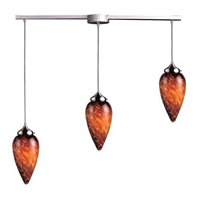 Lacrima - 3 Light Kitchen Island Pendant Track Lighting Fixture - Brushed Nickel - Amber -...