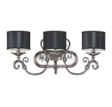 41KDkHMR6wL. SL160  Savoy House Lighting 8 5690 3 187 Mont La Ville 3 Light Bath Bar, Brushed Pewter Finish with Black Shade