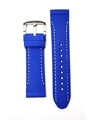 24mm Royal Blue w/Contrast Stitch Rubber Silicone Watchband Panerai Style