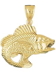 Dazzlers Solid 14 karats Gold 3D Sea Bass Fish Charm Pendant available in three colors from jewelsberry (weights: 13.8 grams only)