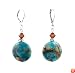Earrings - E338 - Genuine Chrysocolla Gemstone and Swarovski (tm) Crystals ~ Round Circle Disk
