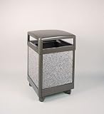 Howard Aspen 38 gallon Steel/Stone Panel Hinged Top Architectual Bronze with Glacier Gray Stone Panels Waste Receptacle R38HT-6000PL