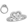14K White Gold Diamond Heart Ring - 0.50 Ct.