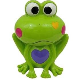 Adorable Green Frog Hearts Money Bank Piggy