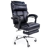 （OSJ）160度リクライニングチェア＋15度ロッキング ハイバック (PUタイプ★ブラック) 足置き付 枕/ランバーサポート用クッション付き 可動肘 PU静音キャスター