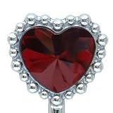 Red Heart Shape Gemstone Purse Hanger (Red / Silver)
