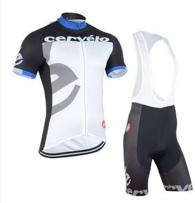 2015 Outdoor Sports Pro Team Men's Short Sleeve Cervelo White Cycling Jersey and Shorts Set (Bib suit, L)