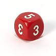 Chessex Opaque 16mm Dice, Averaging d6 (2-3-3-4-4-5) Red with white