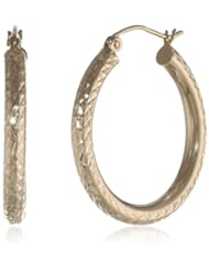 10k Yellow Gold 3mm Diamond-Cut Hoop Earrings