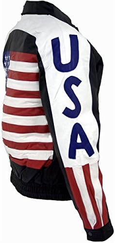 Men's Leather Bomber Jacket USA-American Flag
