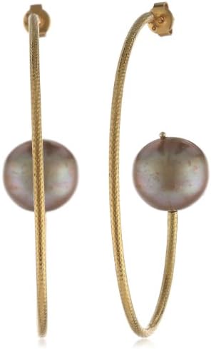 Azaara Beige Pearl Hoop Earrings