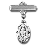 Sterling Silver Christening Baptism Baby Infant Pins Godchild Religious Mary Angel