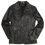 Forzieri Men's Black Italian Genuine Leather Blazer