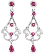 Platinum Overlay Sterling Silver Ruby Chandelier Earrings