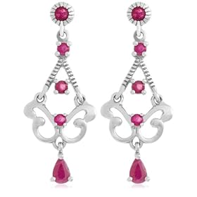 Platinum Overlay Sterling Silver Ruby Chandelier Earrings by Amazon.com Collection