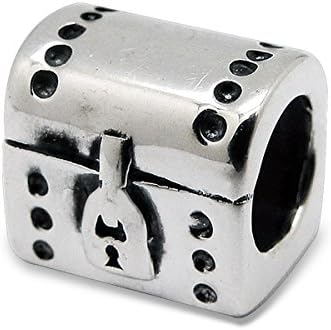 Plain Silver Chest Box Bead Fits Pandora