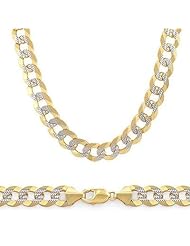 Solid 14k Yellow and White Gold Cuban Curb Bracelet 7.1mm 8.5