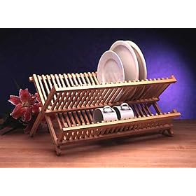 <b>Folding Wooden Dish Drying Rack - (Natural)</b>