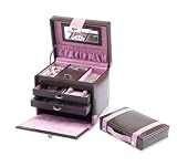 Medium sized jewelery case in chocolate coloured leather with removable section by Wolf Designs