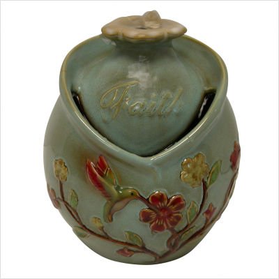 Faith Ceramic Table Top Fountain (Green) (7