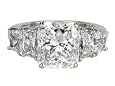 Platinum Radiant Cut 3-Stone Diamond Ring with Trapezoid Side Stones (GIA Certified 5.46 ct center, 7.69 cttw, G Color, VS2 Clarity), Size 6