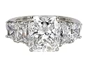 Platinum Radiant Cut 3-Stone Diamond Ring w/ Trapezoid Sidestones (GIA Certified 5.46 ct center, 7.69 cttw, G Color, VS2 Clarity), Size 6