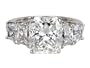 Platinum Radiant Cut 3-Stone Diamond Ring with Trapezoid Side Stones (GIA Certified 5.46 ct center, 7.69 cttw, G Color, VS2 Clarity), Size 6
