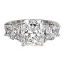 Platinum Radiant Cut 3-Stone Diamond Ring w/ Trapezoid Sidestones (GIA Certified 5.46 ct center, 7.69 cttw, G Color, VS2 Clarity), Size 6